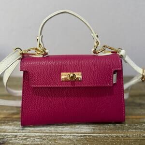 RS Sorrentino Pink Pebbled Leather Mini Bag Made in Italy Coquette Chic Womens